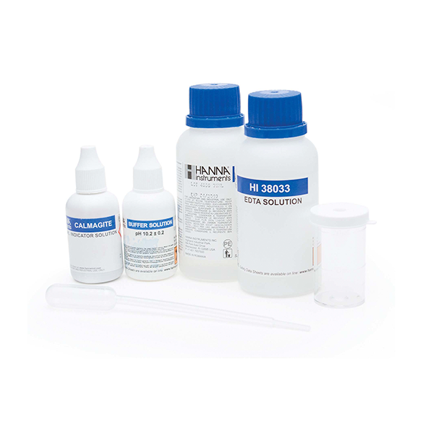Test kit para medición de dureza total (como CaCO3), en el intervalo de 0 a 30 gpg. HI38033
