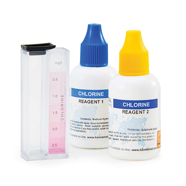 Test kit para la medición de cloro libre, intervalo de 0.0 a 2.5 mg/L. HI3831F
