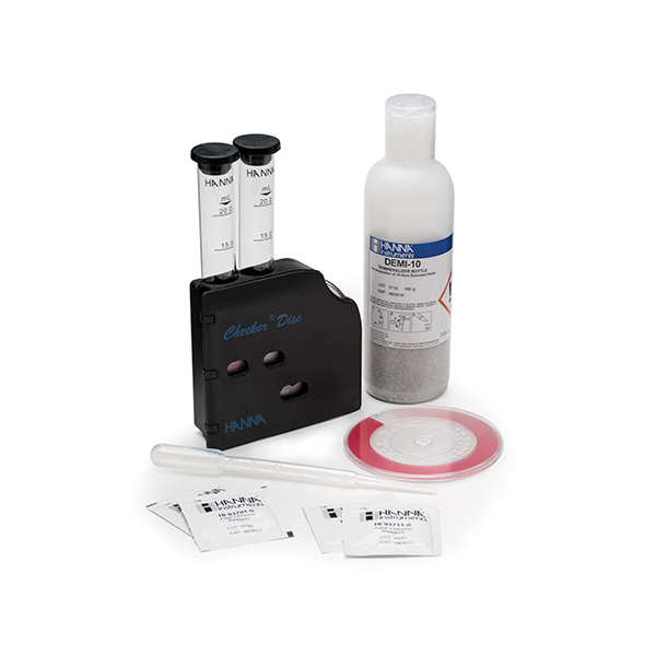 Test kit para medición de cloro libre y total (como Cl?) con disco checker. HI38020
