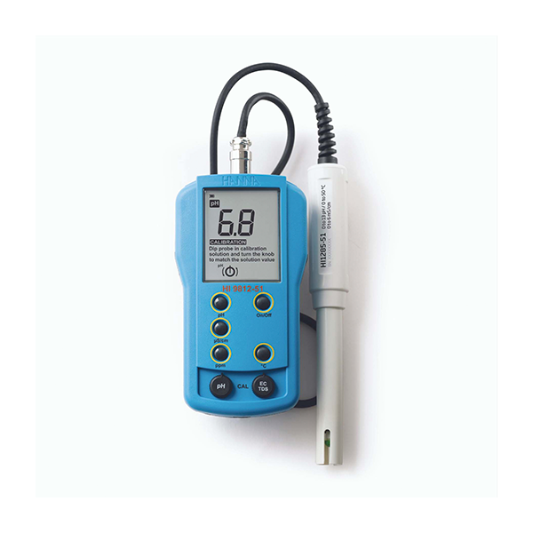 Medidor pH/CE/TDS/Temp. con CAL Check™ y electrodo HI1285-51, intervalo CE: 0 a 1,990 µS/cm. HI9812-51