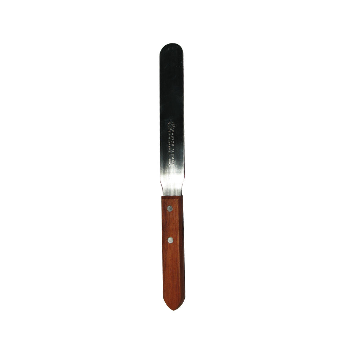Espátula de acero inoxidable con mango de madera