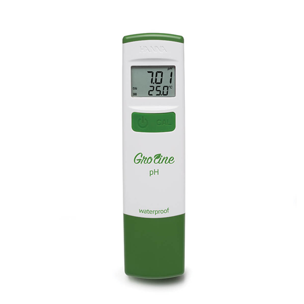 Medidor de bolsillo impermeable de pH GroLine para hidroponía. HI98118