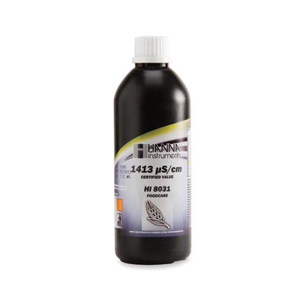 Solución estándar de conductividad de 1,413 µS/cm en frasco FDA. HI8031L
