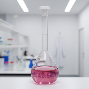 Matraz aforado con fondo de laboratorio borroso