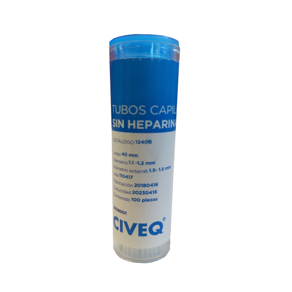Tubos capilares sin heparina de 40 mm. 1240B
