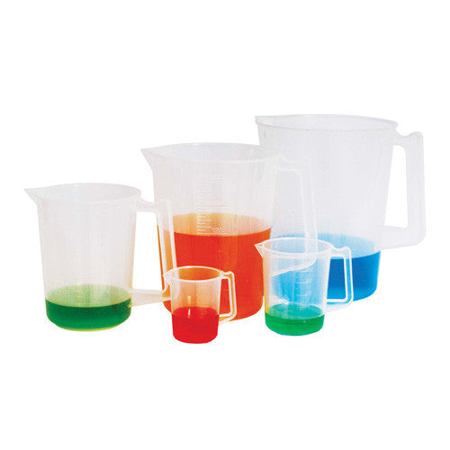 Vaso graduado de plástico con asa
