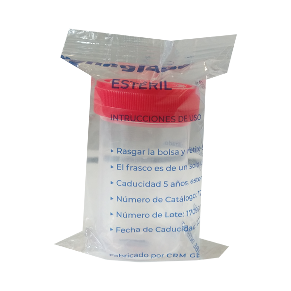 Frasco estéril tapa roja de 60 ml. H1060S